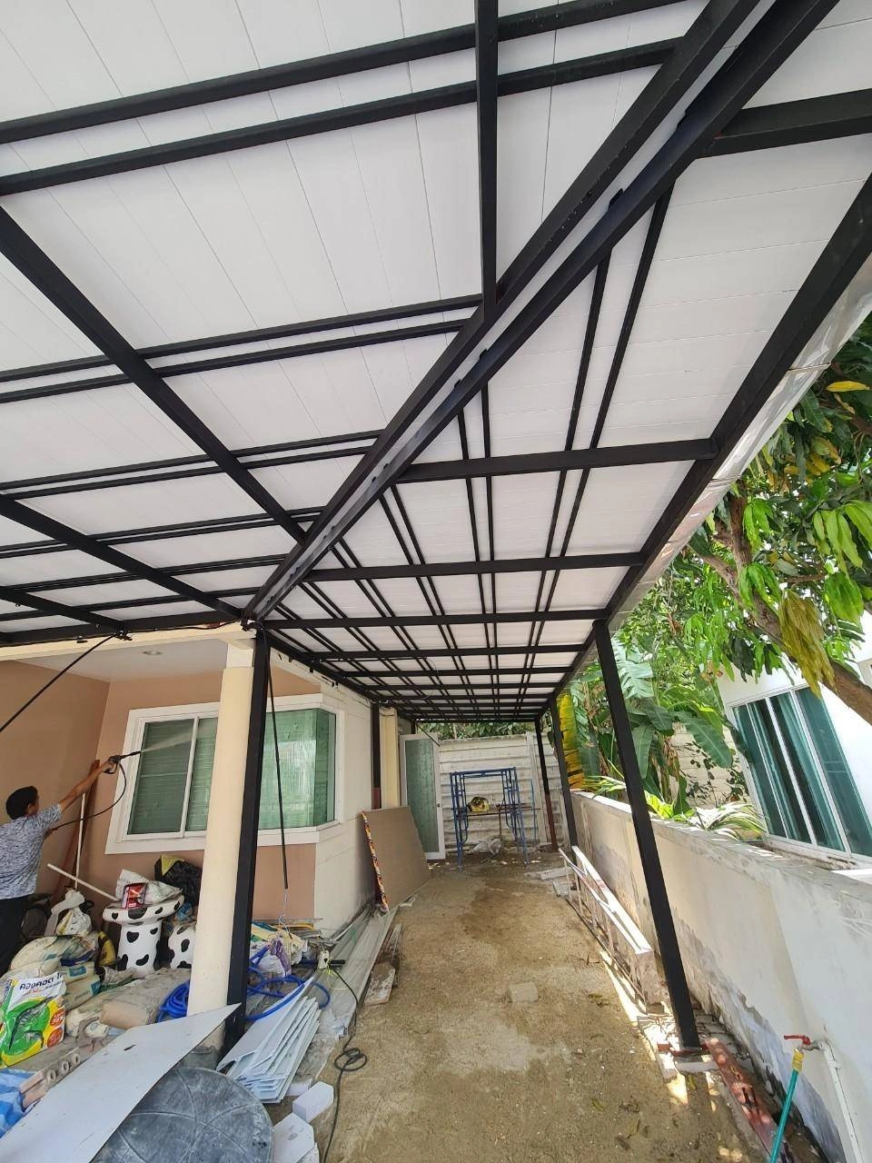 งานหลังคาโรงจอดรถ ข้างบ้าน-หน้าบ้าน บางใหญ่ นนทบุรี ขนาด 104 ตร.ม. # 4